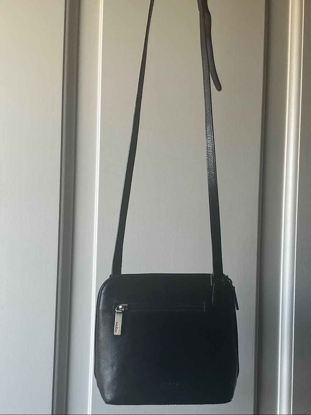 Vintage Hobo International Black Leather Crossbody Handbag